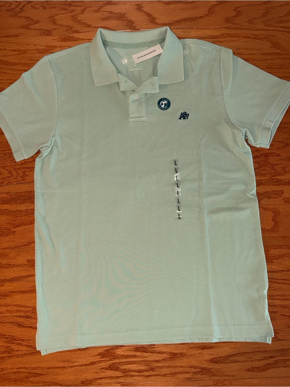 Aeropostale Men's Seafoam Green Polo Shirt with Embroidered Logo